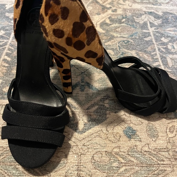 Tory Burch Leopard and Black Heels - Picture 2 of 3